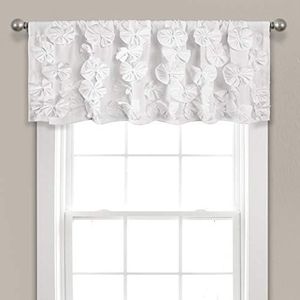 Lush Decor Riley Window Valance - Charming Handmade Bow Details - Elegant Light Filtering Single Panel- 54" W x 18" L, White