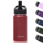 Hydrate Stainless Steel Water Bottle Kids - 400ml - Insulated Bottle with Spill Proof Straw Lid - Double Wall Insulation for Cold & Warm Drinks - Easy to Carry - Kids Drinks Bottle - Chili Pepper