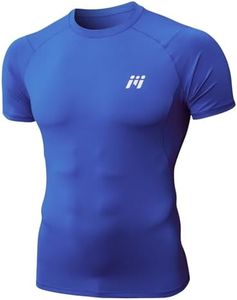 MEETYOO Compression Shirts for Men, UPF 50+ UV Swim Shirts, Long Sleeve/Short Sleeve Running Athletic Workout Rash Guard