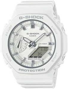 Casio G-Shock GMAS2100-7A S-Series Digital-Analogue White Strap Unisex Watch, White Dial, 46.2 × 42.9 × 11.2 mm Size