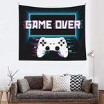 Gaming Wall Tapestry Gamer Controller Video Game Wall Art Hanging for Teen Playroom Decor Boy Bedroom Decoration (Game Over, 50" W x 60" M)