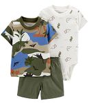 Carter's 3-Piece Giraffe Little Short Set, Baby Dino Multi Camo, Newborn