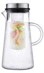 SILBERTHAL Water Jug with Fruit Infuser 2L - Pitcher with Lid for Infusion - Glass, Stainless Steel and Food Friendly Plastic