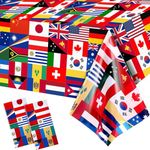 SINGOMON 2PCS Word Flag Table Cloths International Party Table Cloths Rectangular Tablecloth National Flag Tablecloths Plastic Table Cover for International Events and International Friends