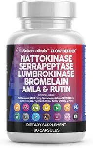 Clean Nutraceuticals Nattokinase 4000 FU Serrapeptase 120000 SPU Lumbrokinase Enzyme Supplement with Bromelain Papain Papaya Enzymes Rutin Extract Amla Magnesium Vitamin B6 & VIT C Capsules