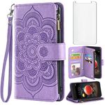 Asuwish Compatible with LG Aristo 2 3 Plus/Rebel 4 LTE/Tribute Empire Dynasty/Zone 4/K8 Plus 2018 K8S/Fortune 2/Phonenix 4/Risio 3 Wallet Case Screen Phone Cover for Aristo3+ Astro 2+ 3+ K8+ 4G Purple