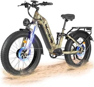 PHILODO Falcon 60V Off-Road Electric Bike - Dual Motor Hunting Ebike, Fat Tire Full Suspension Dirt Bike for Adults, Long Range Snow/Sand Electric Bicycle(Green)