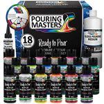 U.S. Art Supply Pouring Masters 18 Color Ready to Pour Acrylic Pouring Paint Set - Premium Pre-Mixed High Flow 2-Ounce Bottles - for Canvas, Wood, Paper, , Tile, Rocks and More