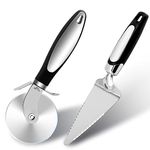 Anaeat Pizza Cutter Wheel and Pie Server Set - Sharp Pizza Wheel with Non-Slip Handle & Stainless Steel Blade, Pie Server with Serrated Edges for Slicing Pizza, Pies, Waffles, Cookies Dough & Fudge