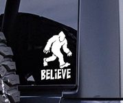 ViaVinyl Bigfoot believe (White) two part die cut Genuine decal for automobile windows, Yeti and RTIC tumbler cups, Macbooks and laptops, iPhones and Android cell phones, iPads and tablets and more!