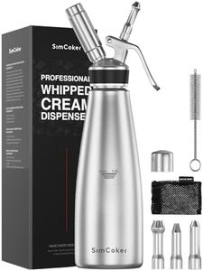 SimCoker Professional Whipped Cream Dispenser,1L Stainless Steel Cream Whipper with 3 Decorating Nozzles 1Brush 1Storage Bag,Whipped Cream Maker without N2O Charger