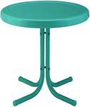 Crosley Furniture Griffith Weather Resistant Retro Metal Outdoor Side Table for Patio, Deck, Porch, Turquoise