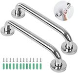 2 Pack Anti-Slip Shower Grab Rails for Bathroom, Chrome Stainless Steel Hand Rail - Safety Disability Aid & Equipment Bath Handles, Bathroom Grab Rail for Toilet, Stairs (16 Inch, Silver)