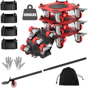 LOYAL TIGER 3000LBS Heavy Duty Furniture Dolly & Movers Set (7 Inch, Red)