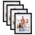 Giftgarden 8x10 Picture Frame Black with Mat, 9.4x11.8 Outer Frames Matted to 8 x 10’ Photos for Wall or Tabletop Decor, Set of 4