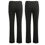 Style Spot (Black/Pack of 2, UK 16/27" Short Inside Leg Women's Elasticated Pull ON Pants Bootleg Trousers Ladies Nurse Carer Plus Size Bottoms