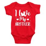 Printmate I Love My Brother Red Unisex Short Sleeve Cotton Romper For New Born Baby Boys And Girls -D287