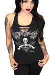 Demi Loon Sexy Cowgirl Biker Tank Top | Slashed Cut-Out Country Motorcycle Tee Tshirt | Graphic Punk Gothic Tank Top, Black Live Fast Tank, Large