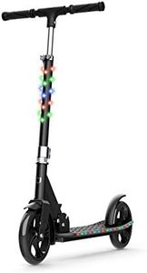 Jetson Scooters - Jupiter Jumbo Kick Scooter (Black) - Collapsible Portable Kids Push Scooter - Lightweight Folding Design with Big Wheels and High Visibility RGB Light Up LEDs on Stem and Deck