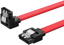 SATA III Down Angle Cable, CableCreation 2-Pack 8-inch SATA III 6.0 Gbps 7pin Female to Down Angle Female Data Cable with Locking Latch, Red