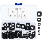 160 Pcs Square Nuts, Stainless Steel Square Nuts, Square Thin Nuts, Thread Nuts, Insert Nut for Lock Washers, M3 M4 M5 M6 M8 M10 Square Nuts, Screw Nuts Assortment for Screws Bolts