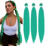 Braiding Hair Pre Stretched - 26 Inch Pre Stretched Braiding Hair Peacock Green Braiding Hair Soft Yaki Texture 3 Packs Crochet Hair Extensions Braids for Black Women (26 Inch(3Packs), Peacock Green)