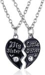 Kim Johanson Women's Jewellery Double Necklace *Big Sister & Little Sister* Black with Rhinestones Including Jewellery Bag