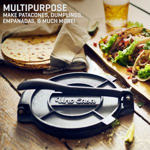 Uno Casa 8-Inch Tortilla Press Kit – Cast Iron, Includes Accessories