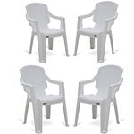 SkyGlamour Supreme Mark Designer Relax ArmPlastic Chair for Home | Garden | Balcony | Indoor&Outdoor Use | Plastic Chair Set of 4 White |Color: Milky White; Set of 4 Chairs