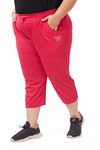 CUPID Women Regular Fit Plain Cotton Plus Size Half Pant; 3/4th Sports n Casual Night Short Pant, Knee Length Indoor n Outdoor Capris_Pink, 3XL