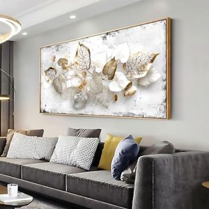 Wall Art Leaf Modern Botanical Artwork Canvas Painting for Living Room Bedroom Dining Room Home Office Decor 20"x40"(50CMx100CM) with Framed