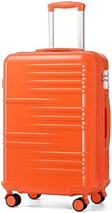British Traveller Valigia Trolley Rigida Bagaglio a Mano da Viaggio ABS+PC Leggero con TSA Lucchetto (74,5cm,Arancione)