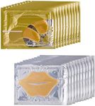 24K Gold Eye Masks and Lip Masks Set - 10 Pairs Collagen Eye Mask and 10 Pcs Gold Lip Mask, Anti Aging Collagen Mask Set.