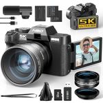 NBD 5K Digital Cameras for Photography - 48MP/60FPS Video Camera for Vlogging, WiFi & App Control, YouTube Vlogging Camera with 32GB TF Card，52mm Wide Angle and Macro Lens (Black)