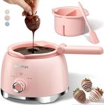 LUSHYUM Chocolate Melting Pot Candy Melts Melter with 2 Insert Pots and Spatula, 4 Cups Capacity Warmer Machine, Ideal Dipping Tool Kitchen Supplies for Making Cake Pop Covered Strawberries Fondue