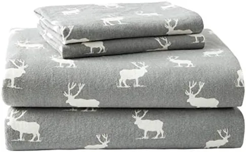 Eddie Bauer - Flannel Collection - Cotton Bedding Sheet Set, Pre-Shrunk & Brushed for Extra Softness, Comfort, and Cozy Feel, Queen, Elk Grove