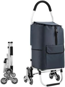 Folding Shopping Trolley with Stair Climbing Wheels Aluminium Waterproof Foldable Grocery Utility Cart Market Shop Bag 45L Grey