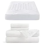 Bedsure White Twin XL Mattress Pad Bundle Twin XL Sheets for College Dorm