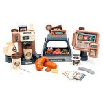 Pretend Role Play Toy Coffee Shop for Boys and Girls with Coffee Maker Machine and Fake Donuts 41Pcs (coffe2)