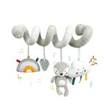 Blublu Park Spiral Pram Hanging Toys for Babies, Activity Spiral Plush Hanging Wrap Around Pram Pushchair Stroller Toys, Sensory Early Education Toy for Toddler Infant, Grey Fox