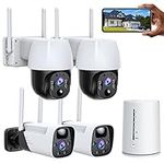 4MP Battery Powered Wireless Security Camera System Outdoor 100% Wire-Free, 2-Way Audio, Color Night Vision, PIR Motion Detection, IP66 Waterproof, SD/Cloud Storage, No Monthly Fee, 4-Cam Kits