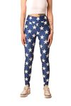 Cosplaya Womens High Waisted Striped Leggings 4th of July American Flag Stars Buttery Soft America USA 2024, Blue With White Stars, S