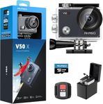 AKASO V50X Native 4K30fps WiFi Action Camera with EIS Touch Screen 4X Zoom 131 feet Waterproof Camera Support External Mic Remote Control with Helmet Accessories with 64GB MicroSD Card