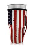 Reusable Iced Coffee Cup Sleeve Neoprene Insulated Sleeves Cup Cover Holder Idea for 30oz-32oz Tumbler Cup,Trenta Starbucks,Large Dunkin Donuts (Only Cup Sleeves) (American Flag)