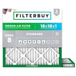 Filterbuy 18x18x1 Air Filter MERV 8 Dust Defense (2-Pack), Pleated HVAC AC Furnace Air Filters Replacement (Actual Size: 17.75 x 17.75 x 0.75 Inches)