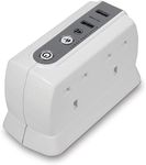 Masterplug SRGDU41PW2-MP Heavy Duty Four Socket Surge Protected Extension Lead with 2 USB Ports, 1 Metre, White