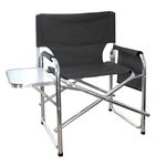 MP Essentials Strong Sturdy Portable Travel Sports Directors Chair with Pockets & Table (Charcaol)