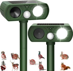 Cat Repellent for Garden, Solar Powered Cat Deterrent, Ultrasonic Animal Repellent, IPX4 Waterproof Cat Scarers with LED Flash Light, PIR Motion Sensor for Yard Squirrels Dogs Cats Rats Fox (2 Pack)