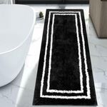 Uphome Bathroom Runner Rug Black Non-Slip Long Bath Mat Soft and Water Absorbent Bath Rug Machine Washable Fluffy Microfiber Floor Mats for Bathroom Tub Sink Shower, 24x71 inch