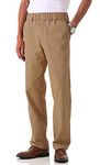 Soojun Men's Cotton Relaxed Fit Full Elastic Waist Twill Pants - brown - 40W x 30L